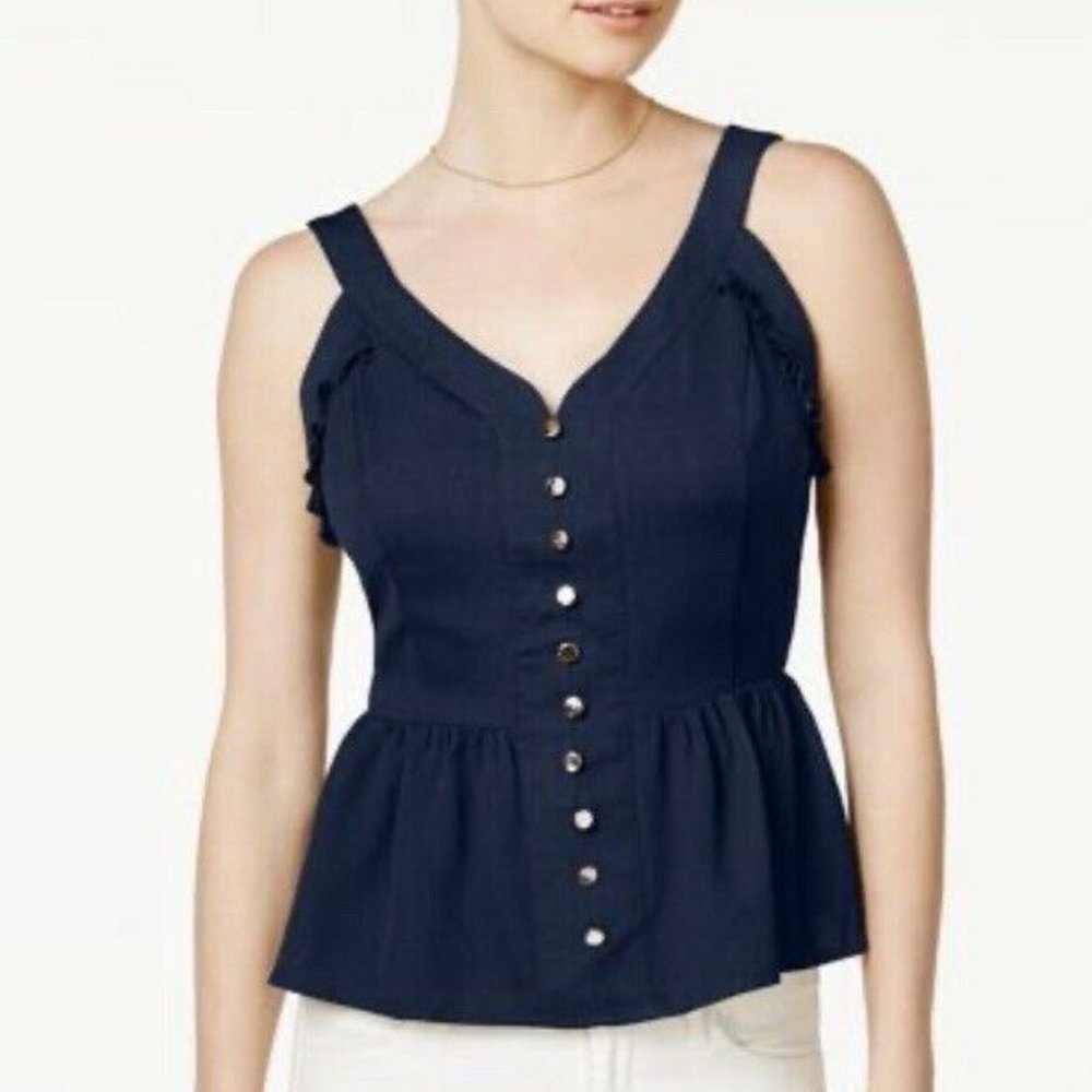Maison Jules Sweetheart Neck Peplum Sleeveless Top